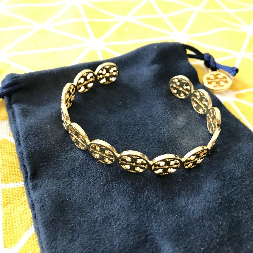Tory Burch Gold Logo Cuff Shiny Bracelet NEW! - Picture 4 of 4